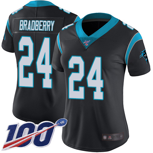 Carolina Panthers Limited Black Women James Bradberry Home Jersey NFL Football #24 100th Season Vapor Untouchable->women nfl jersey->Women Jersey
